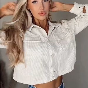Cropped corduroy shirt